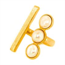 Anillo Barra Tres Perlas