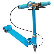 Patineta Sencilla Metalizada Azul Freno Campanilla Monopatín Scooter