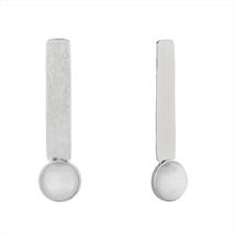 Aretes Rectangular Con Perla Plata T