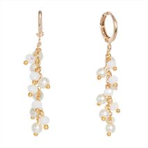 Aretes Lluvia De Perla Blancos Dorados