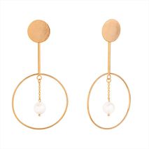 Aretes Aro Collar Cadena Con Perla