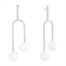 Aretes Arco Con Perla Plata T
