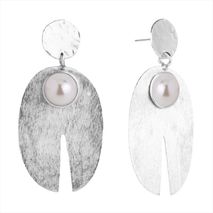 Aretes Arenilla Perlada Plateada