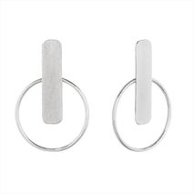 Aretes Circulo Rectangular Plata T