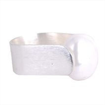 Anillo Oleaje Perlado Plateado