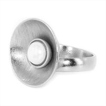Anillo Concavo Perla Plata