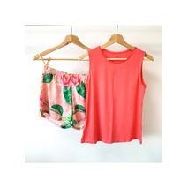 Pijama Con Silueta Tipo Short Y Estampado De Flores