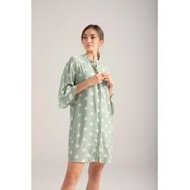 Pijama Camison Dama Options Intimate1502022camisón Con Botones Manga ¾ Con Bolero Verde Con Lunares100%Viscosa