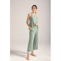 Pijama Pantalon Capri Dama Options Intimate1505v22capri Jogger Y Camiseta Basica Sin Mangas Verde100%Algodon