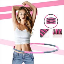 Aro Hula Hoop Desmontable Con Espuma De Masajes Para Abdomen Rosa Gris 7 Secciones