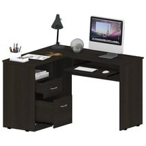 Escritorio En L Mix Wengue 120 Cm Con Dos Cajones