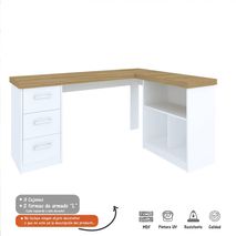 Escritorio En L Mali Blanco 154 Cm Con Cajones Y Entrepaños