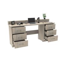 Escritorio Confort Cafe Claro 180 Cm Con Seis Cajones