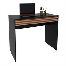 Escritorio Asunción Negro Y Almendra 90 Cm Con Un Cajón
