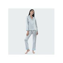 Pijama Mujer Satin Gris Detalle Floral